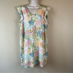 C&C California 100% linen tropical print dress